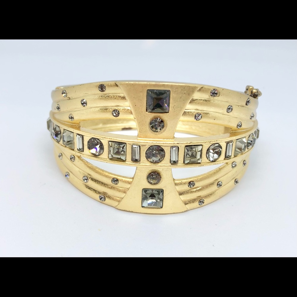 Lia Sophia Empire Hinged Gold Bangle with lock